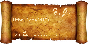 Hohn Jozafát névjegykártya